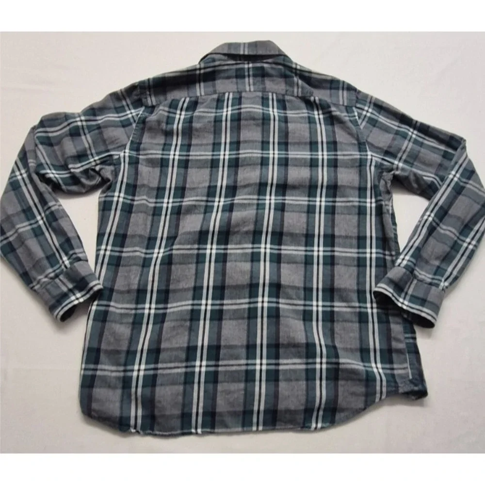 Banana Republic men's gray plaid‎ light flannel button up long sleeve shirt LG